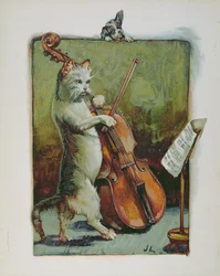 Il gatto e il violino, da un libro illustrato di filastrocche per bambini